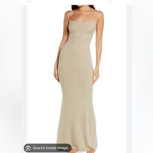 Skims soft lounge ribbed maxi dress in taupe